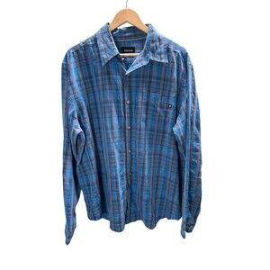 Marmot Shirt Men's Size XL Gray Blue Plaid Button Up Long Sleeve